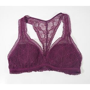 Victoria's Secret Purple Lace Racerback Bralette Wireless Boho Bra Sz S
